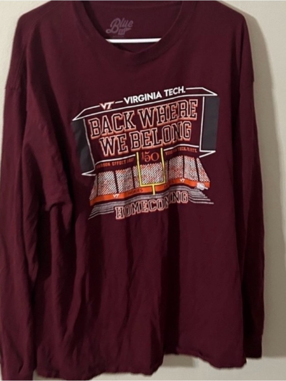 Virginia Tech Size XL Long Sleeve Tee